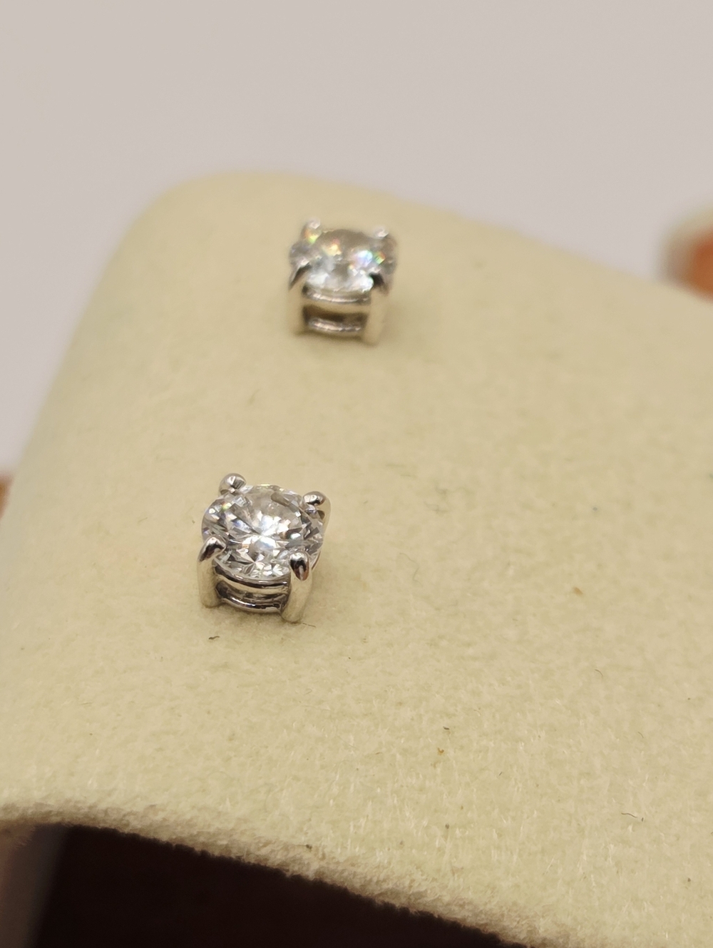 Diamond Stud Earrings  Round Natural  14KT Gold 4 Prongs Minimalist - Picture 14 of 16